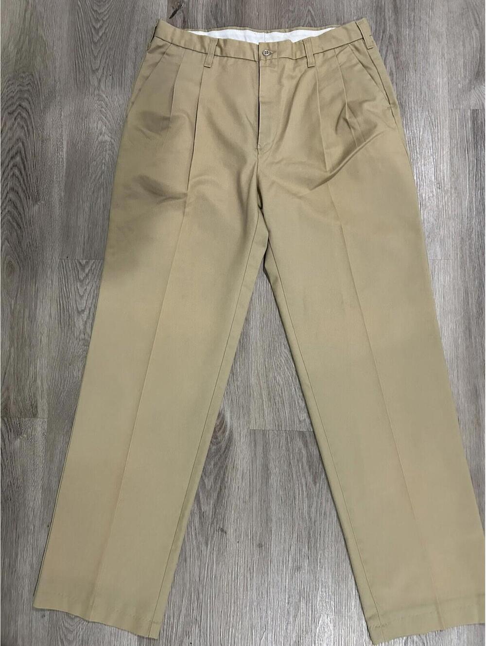 Cintas 34 X 32 Uniform WORK PANTS Pleated Front Khaki